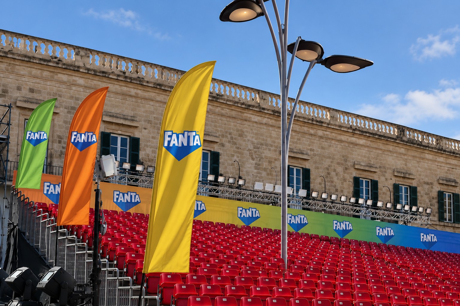 Fanta event flags and branding completed by PXL