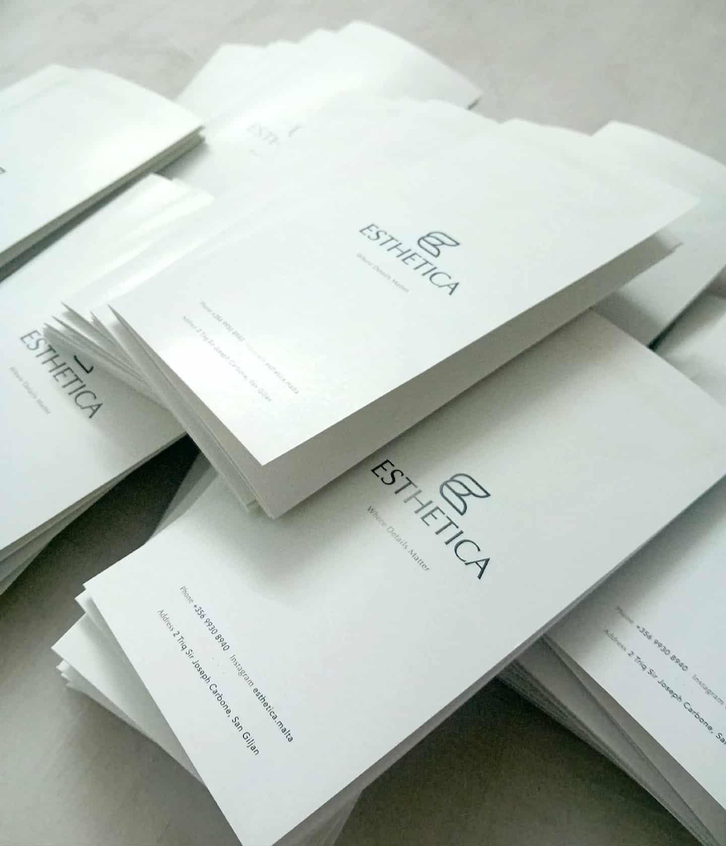 Esthetica printed stationery completed by PXL