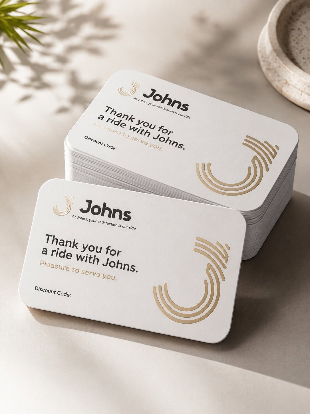 Johns printed customer cards completed by PXL